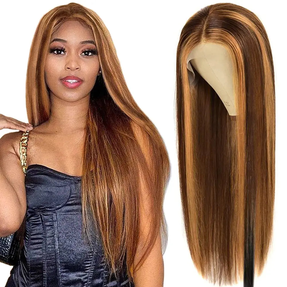 Ombre 4/27 Highlight 220% Frontal Wig Brazilian Hair 13x4 Frontal Glueless Wigs straight silky Human Hair Lace Front Lace Frontal Wigs