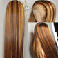 Ombre 4/27 Highlight 220% Frontal Wig Brazilian Hair 13x4 Frontal Glueless Wigs straight silky Human Hair Lace Front Lace Frontal Wigs