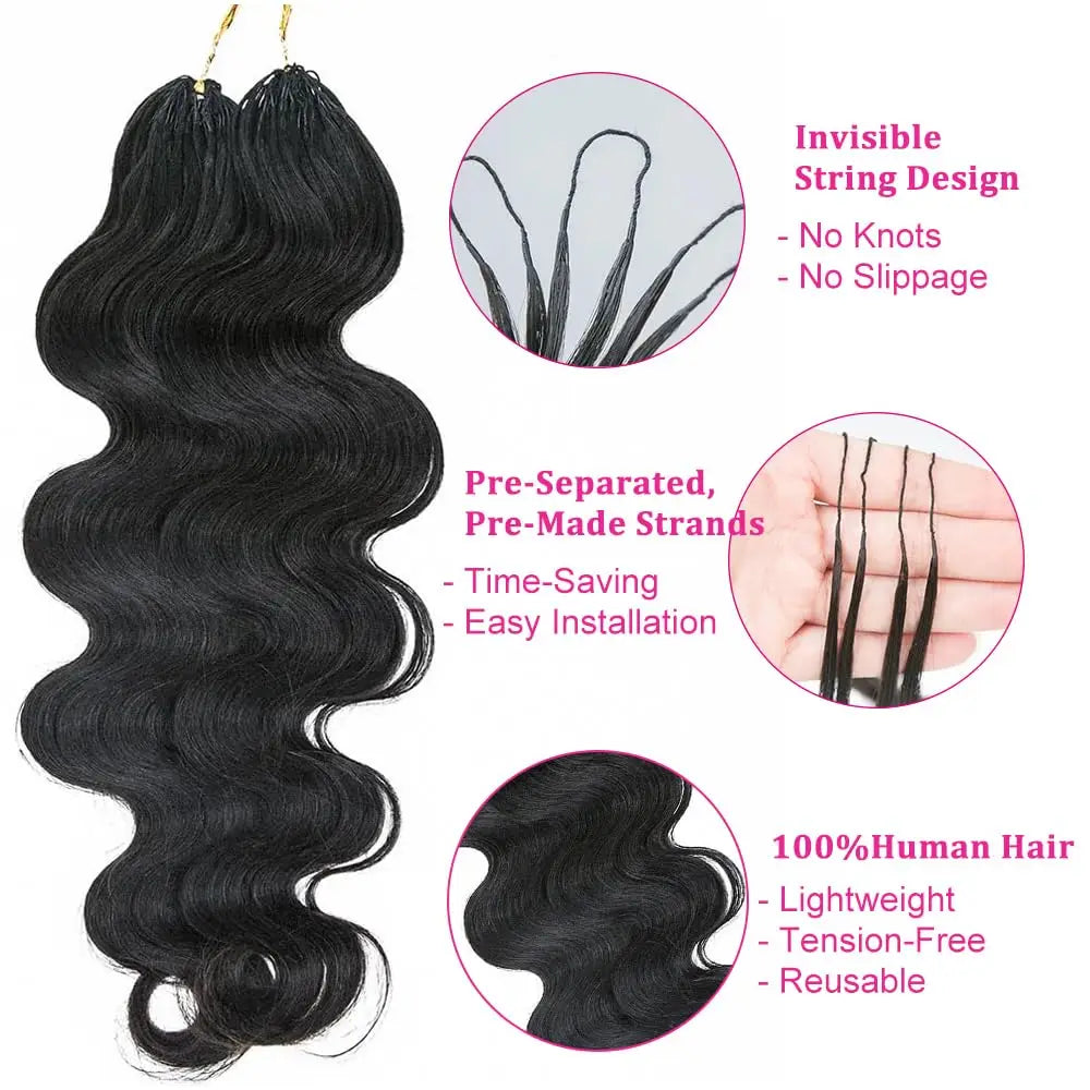 Wholesale Body Wave Deep wave 100g 2packs Pre-Separated Crochet Hair Extension Human Hair Knotless Pre-Separated Feather Crochet Braid Hair Extensions