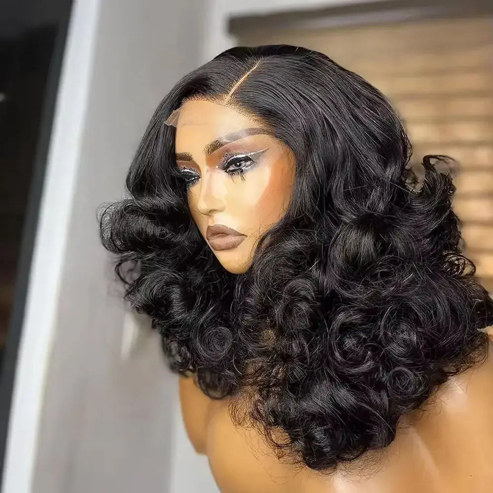 Bouncy Loose Curly Hair 13x4 full Lace Front Wig Human Hair Wavy Bouncy Egg Curl 300 Density Full Lace Frontal Wig Human Hair Wig Glueless