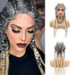 Novelties Hand Braided Synthetic Lace Front Box Braided Wigs with 360 Swiss Lace Front Double Dutch Braid Wig for Black Woman