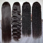 30Inch Raw Indian water body Deep Wave Wig Gluless 13*4 Full front Lace Human Hair Wig 220 Density Natural color