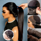 Clementine Human Hair Wig with 360 Full front Lace Straight Long Raw Hair with Fishing Line invisible strip adjustable cap
