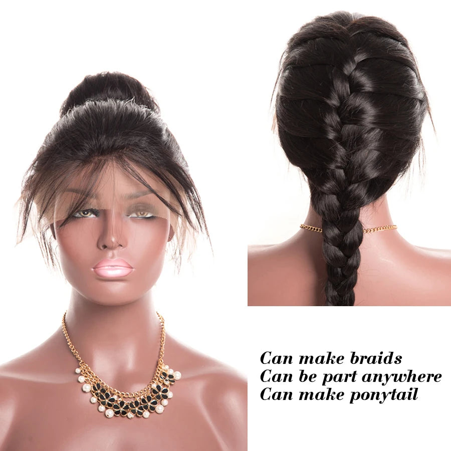 360 Transparent Lace 100% Human Hair Wig Tied to Ponytail High Ponytail invisi strap Wig 250% Density Glueless Wigs