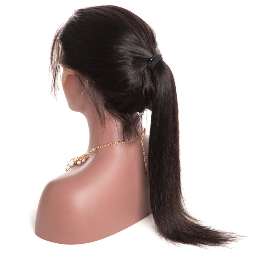 360 Transparent Lace 100% Human Hair Wig Tied to Ponytail High Ponytail invisi strap Wig 250% Density Glueless Wigs
