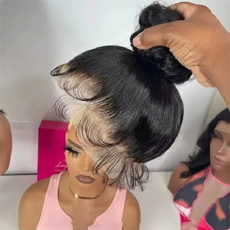 360 Pre Cut Invisible HD Lace Front Glueless Straight KKS KC Hidden Strap 14-28 Inch Raw India Human Hair Wigs with Transparent Lace