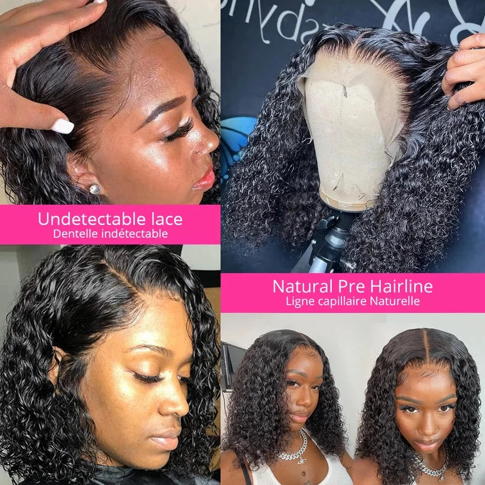 100% Virgin Brazilian Human Hair Wig Pre Pluck Straight Water Wave Curly Quality Lace Wig bob Human Hair Wigs