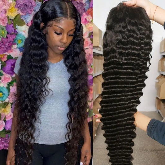 13x4 full frontal lace wig deep wave high density wig for women from 22inch to 30inch natural color