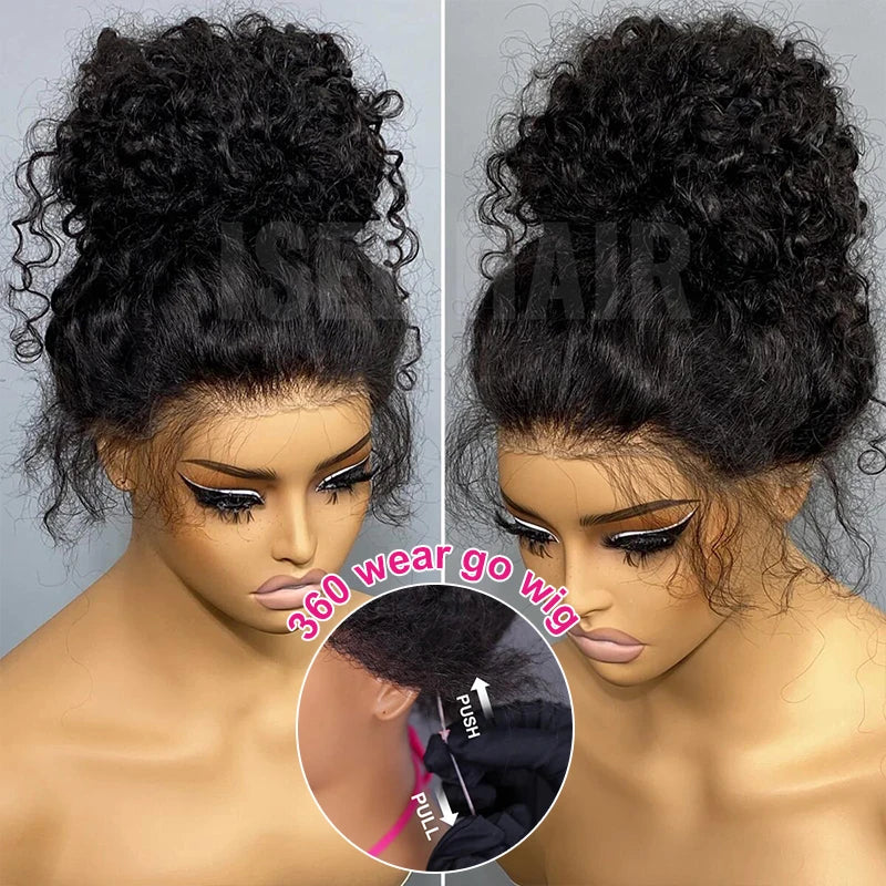 Invisible Strap 360 Glueless Ready to Wear Go Wig 360 Full Lace Frontal afro curly Wig With Curly Edges Hairline for Black Women