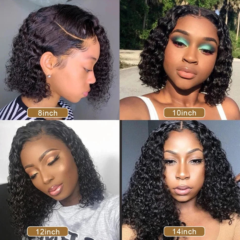 100% Virgin Brazilian Human Hair Wig Pre Pluck Straight Water Wave Curly Quality Lace Wig bob Human Hair Wigs