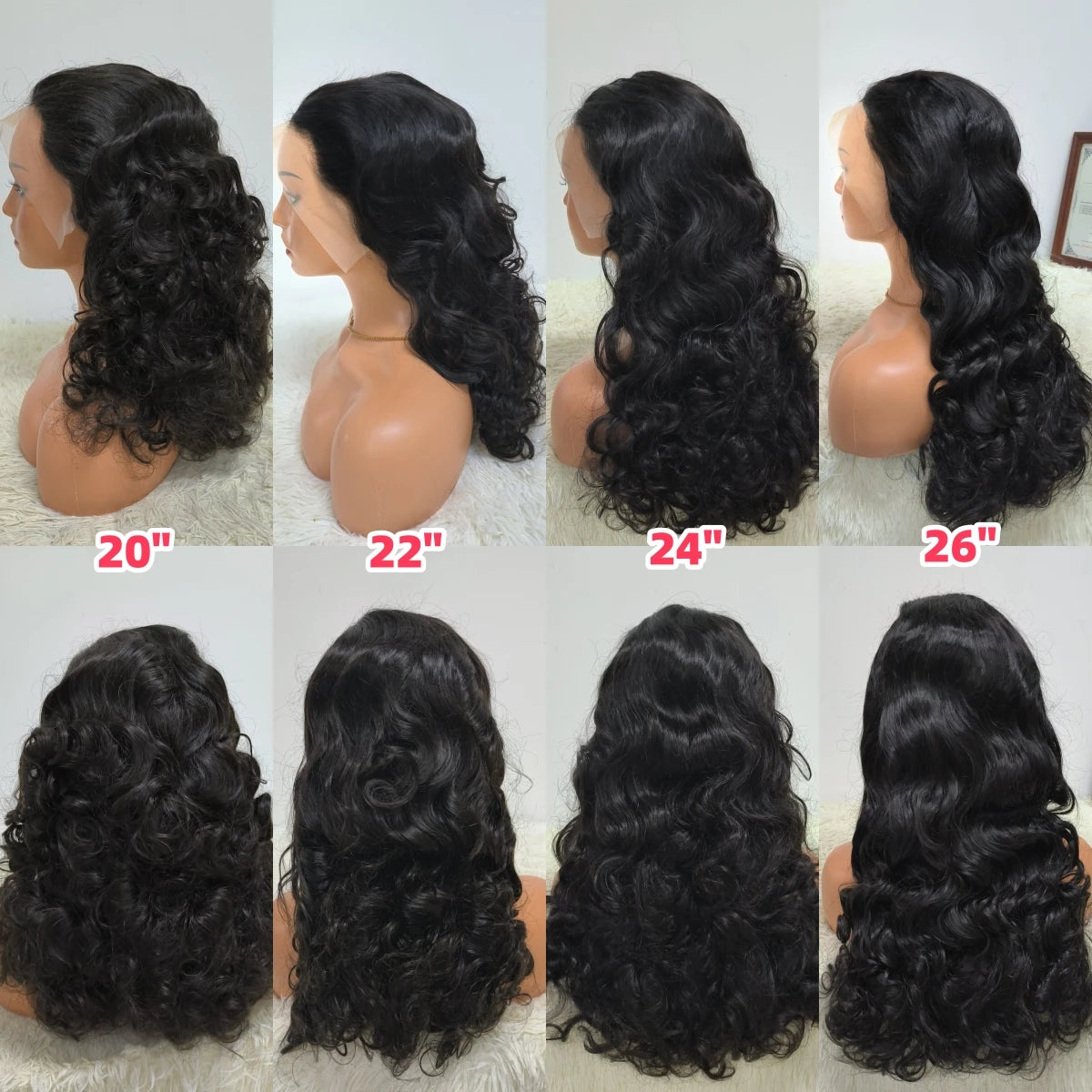 Glueless Fumi Loose 13x4 Lace Frontal Wigs 300% Full Human Hair Wigs Wholesales 14-26 Inches Factory Sales
