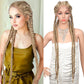 Novelties Hand Braided Synthetic Lace Front Box Braided Wigs with 360 Swiss Lace Front Double Dutch Braid Wig for Black Woman