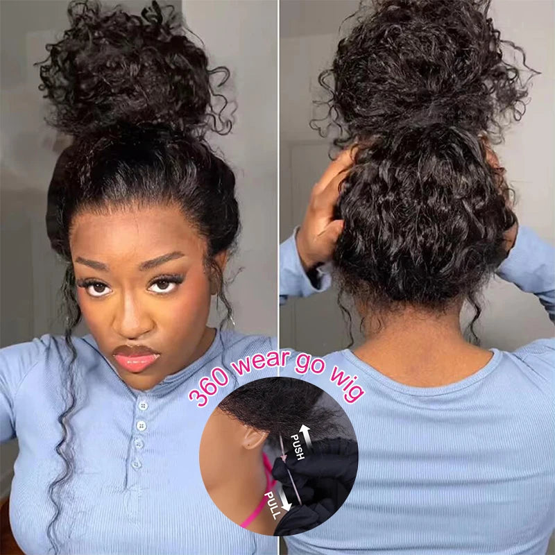 Invisible Strap 360 Glueless Ready to Wear Go Wig 360 Full Lace Frontal afro curly Wig With Curly Edges Hairline for Black Women
