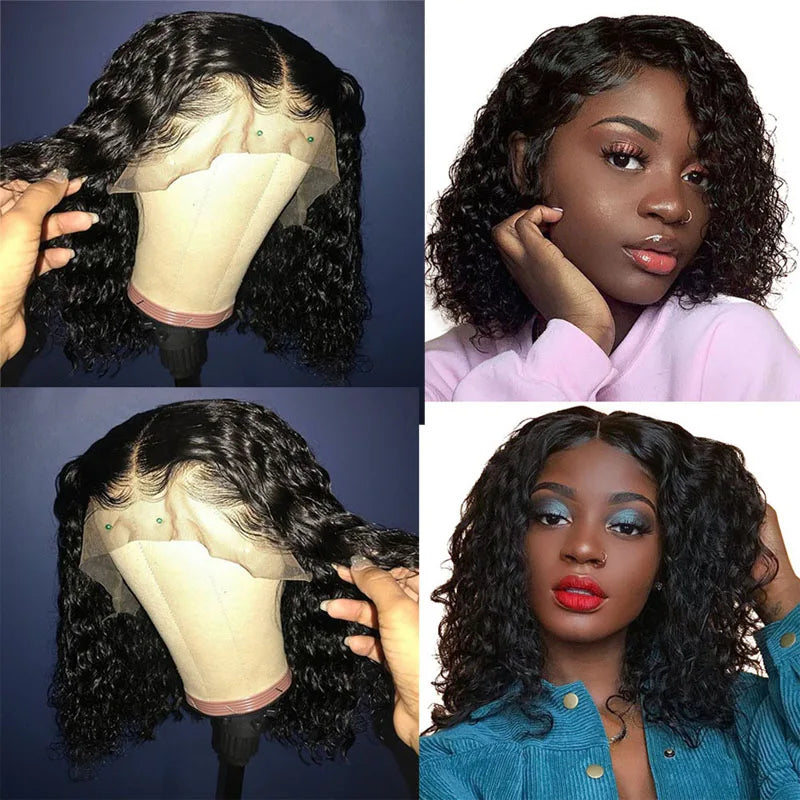 100% Virgin Brazilian Human Hair Wig Pre Pluck Straight Water Wave Curly Quality Lace Wig bob Human Hair Wigs