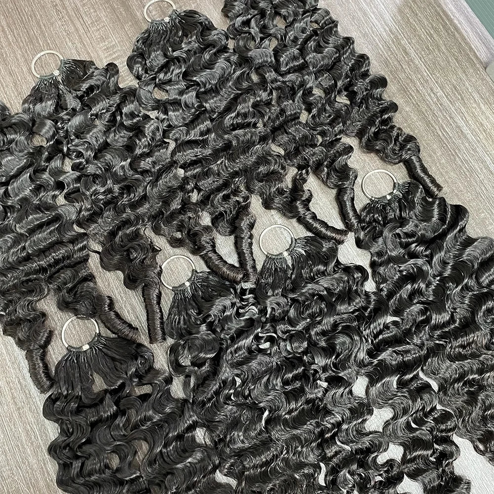 Wholesale 15A Grade 16-24 Inch Natural Color Feather Crochet Human Hair Extensions Burmese Curl Knotless Boho Style Hair