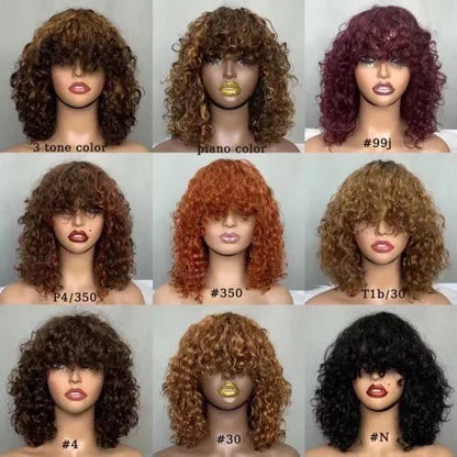 Machine Made Human Hair Wigs for Women Glueless Brazilian Hair Water Wave many colors available