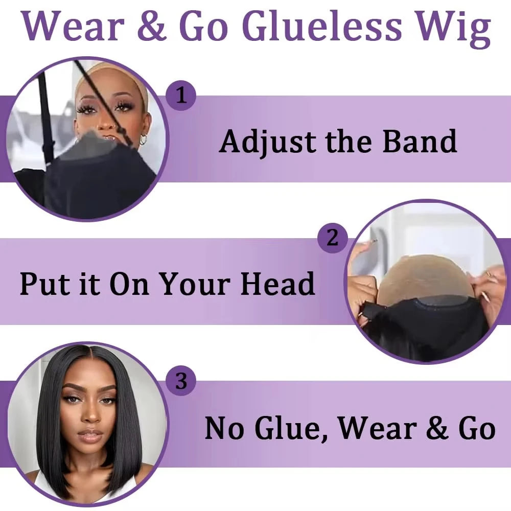 Glueless Wigs Human Hair Pre Plucked Pre Cut Wear and Go 5X5 HD Lace 99j Closure Bob Wig Straight Short Bob Wig Human Hair for Women