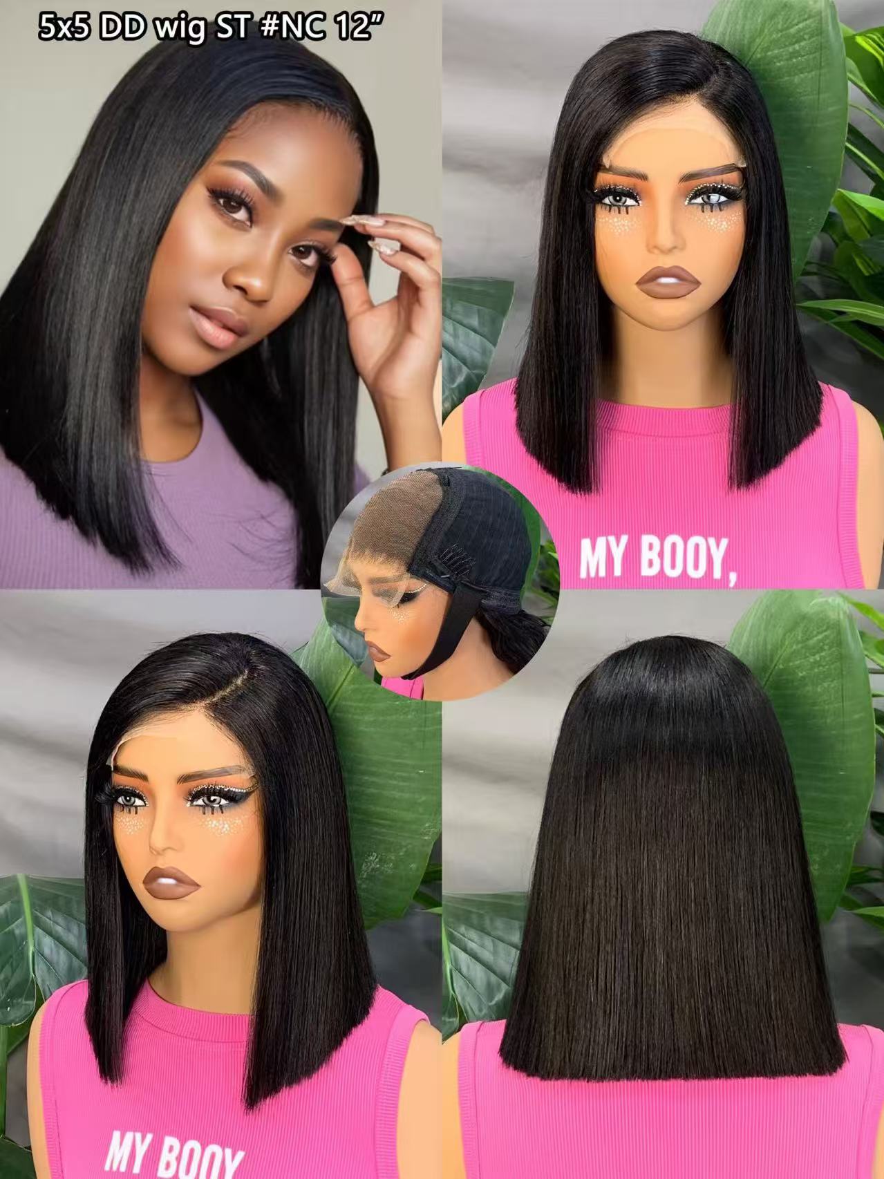 Glueless Human Hair Wigs Brazilian Straight Bob Wig 5x5 Pre Cut Lace Wigs For Women SDD Transparent Lace Front Human Hair Wigs