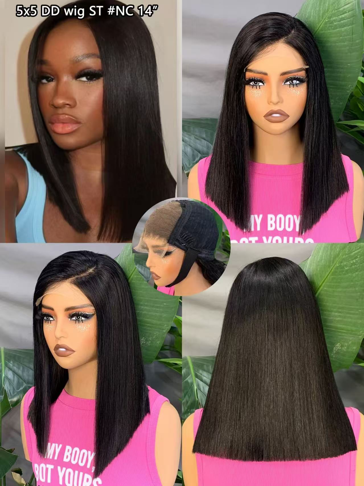 Glueless Human Hair Wigs Brazilian Straight Bob Wig 5x5 Pre Cut Lace Wigs For Women SDD Transparent Lace Front Human Hair Wigs