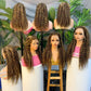 Highlight 220% Human Hair Lace Front WigsWater Wave #4/27 Ombre Colored Glueless Wigs Pre Plucked 30 Inch 13x4 Transparent Curly Wig