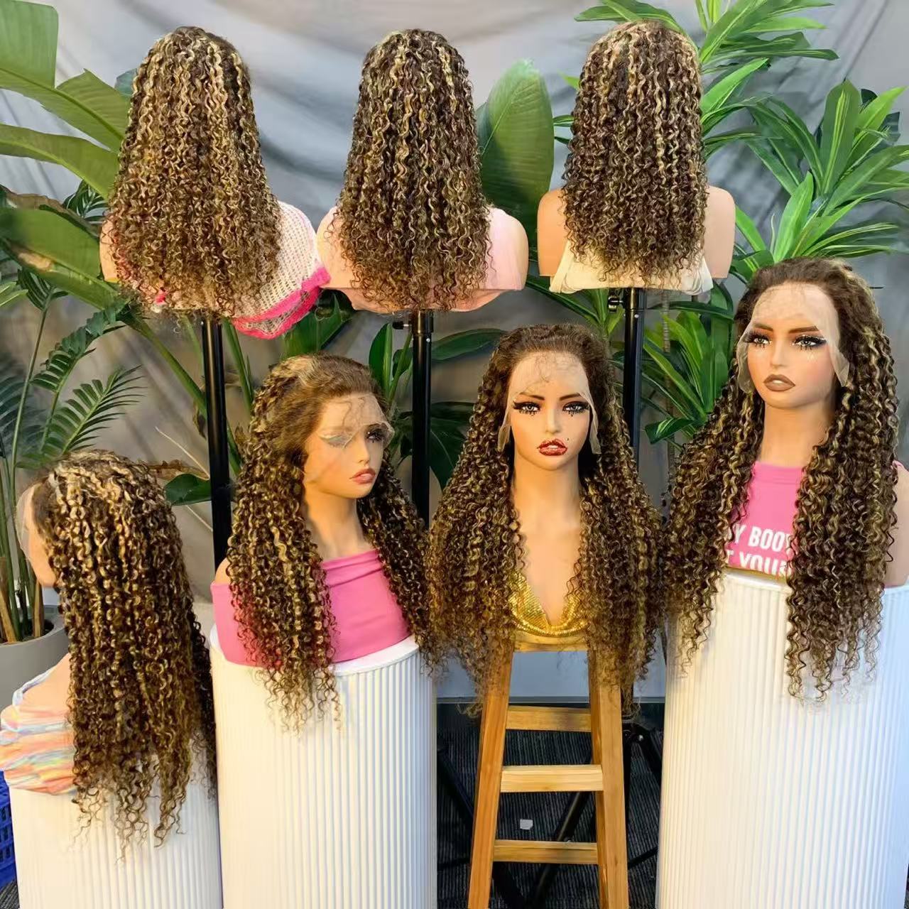 Highlight 220% Human Hair Lace Front WigsWater Wave #4/27 Ombre Colored Glueless Wigs Pre Plucked 30 Inch 13x4 Transparent Curly Wig