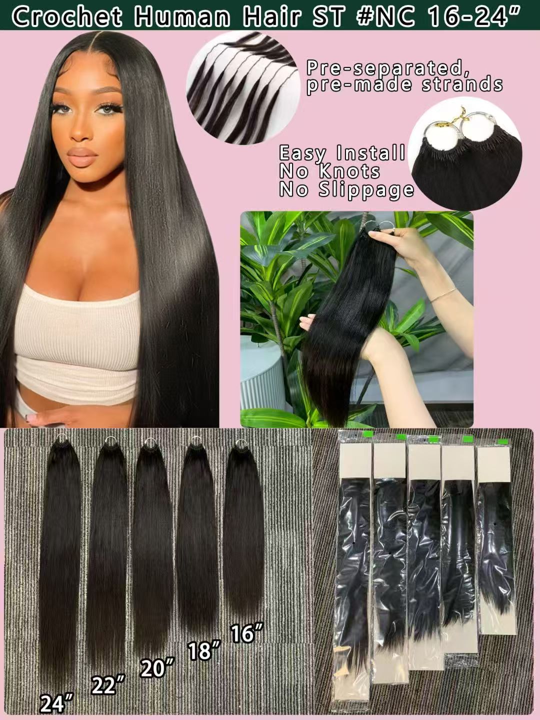 High Quality Feathers Crochet Water Wave Remy Human Hair Extension 100g 16-24" Feathering Tip Braiding Pre-made Strands Bundle