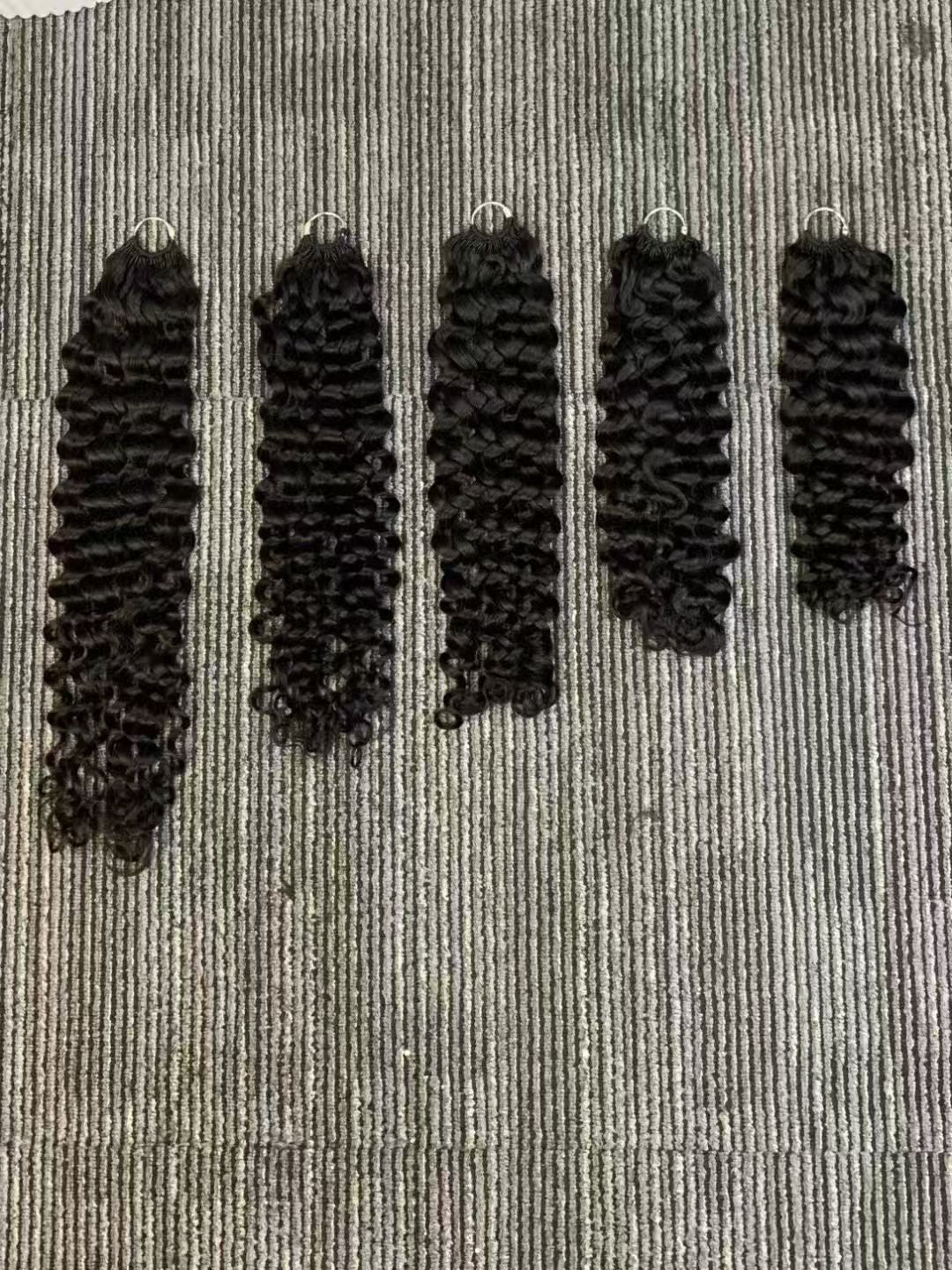 Wholesale Body Wave Deep wave 100g 2packs Pre-Separated Crochet Hair Extension Human Hair Knotless Pre-Separated Feather Crochet Braid Hair Extensions