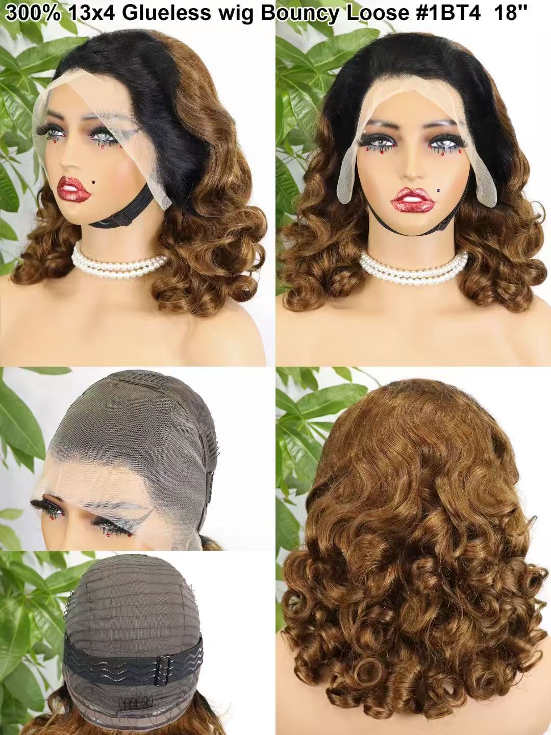18inch Bouncy loose Wavy many colors 100% Human Hair Wigs Glueless for Black Women Vietnamese Raw Loose Wave 13*4 Full Lace Front Wig Bouncy Spring Curly