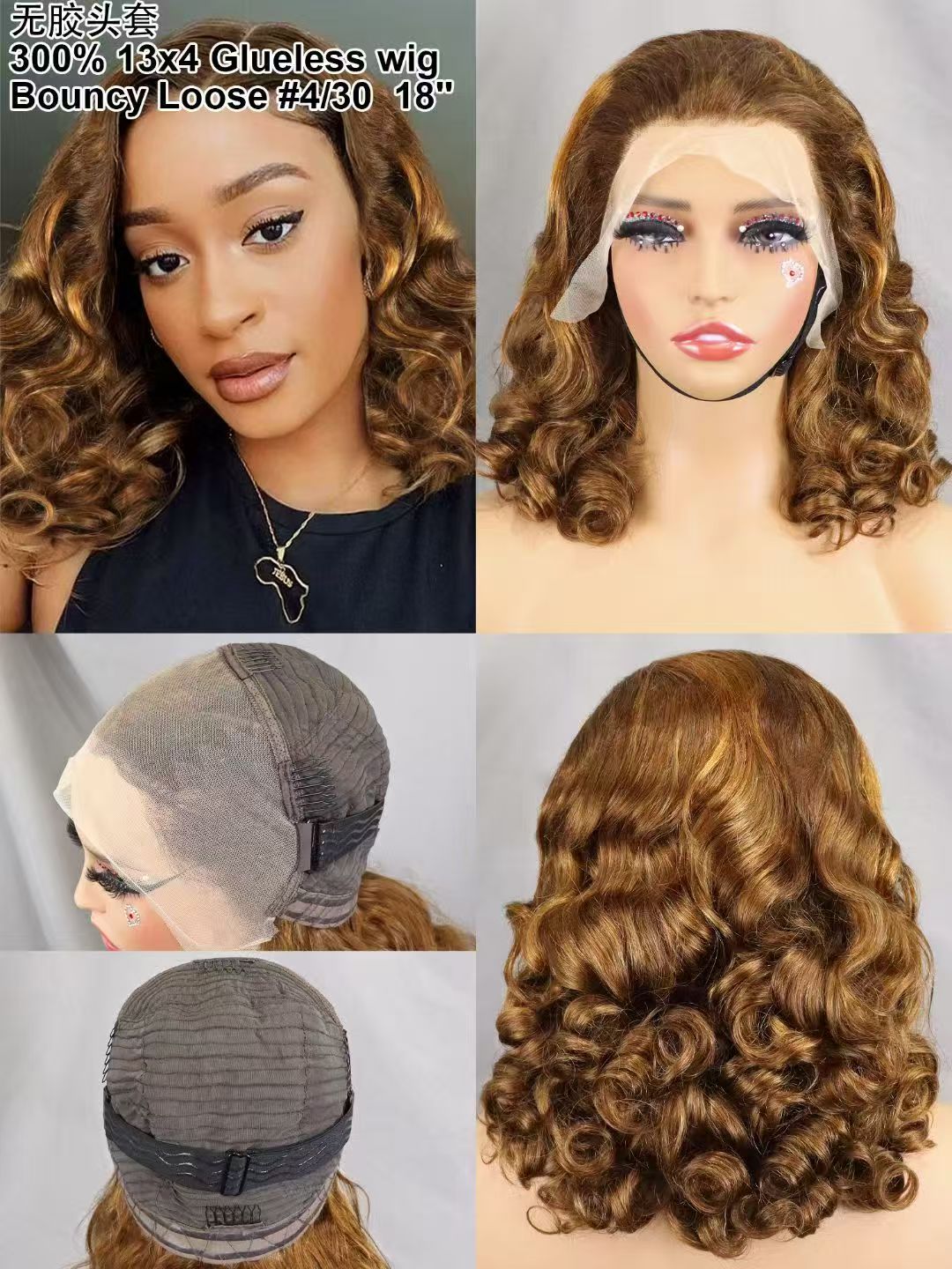 18inch Bouncy loose Wavy many colors 100% Human Hair Wigs Glueless for Black Women Vietnamese Raw Loose Wave 13*4 Full Lace Front Wig Bouncy Spring Curly