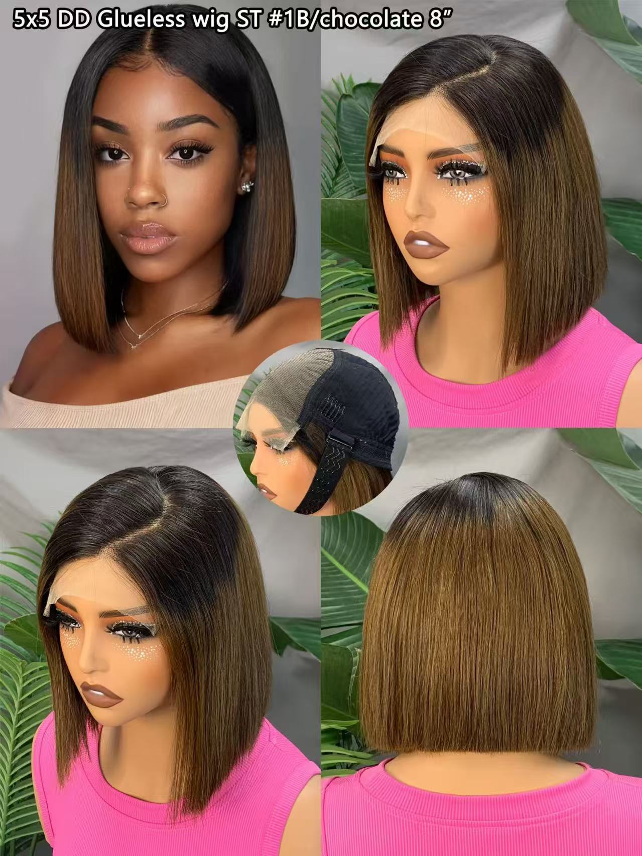 Glueless Wigs Human Hair Pre Plucked Pre Cut Wear and Go 5X5 HD Lace 99j Closure Bob Wig Straight Short Bob Wig Human Hair for Women
