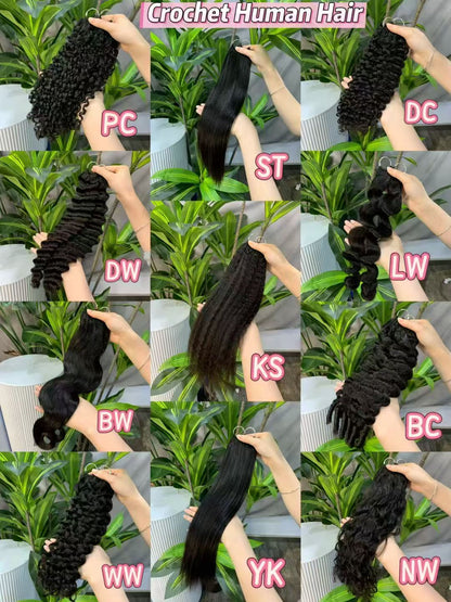 High Quality Feathers Crochet Water Wave Remy Human Hair Extension 100g 16-24" Feathering Tip Braiding Pre-made Strands Bundle
