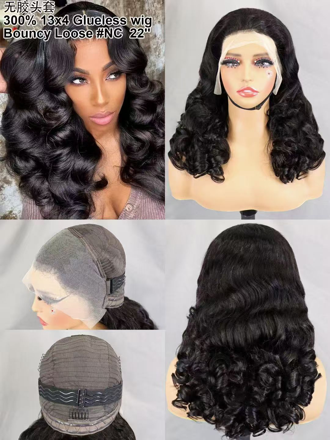 Bouncy Loose Curly Hair 13x4 full Lace Front Wig Human Hair Wavy Bouncy Egg Curl 300 Density Full Lace Frontal Wig Human Hair Wig Glueless