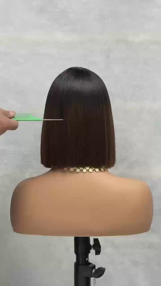 2x6 Kim Closure Super Double Drawn Bob Wig Bone Straight Human Hair in Various Colors