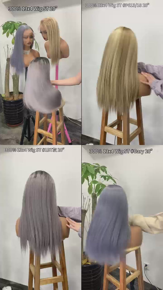 300% 13*4Wig fashion straight hair 20” , three colors available p613/18, 1btgray, gray