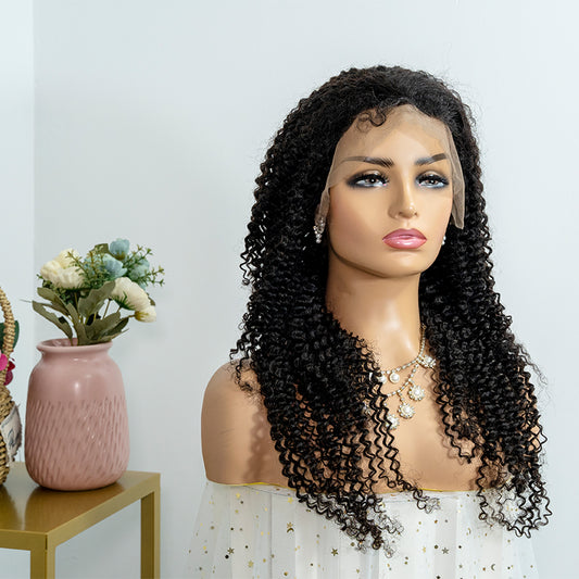 Human hair 13x4 frontal lace wig 12A quality kinky curly 180% density