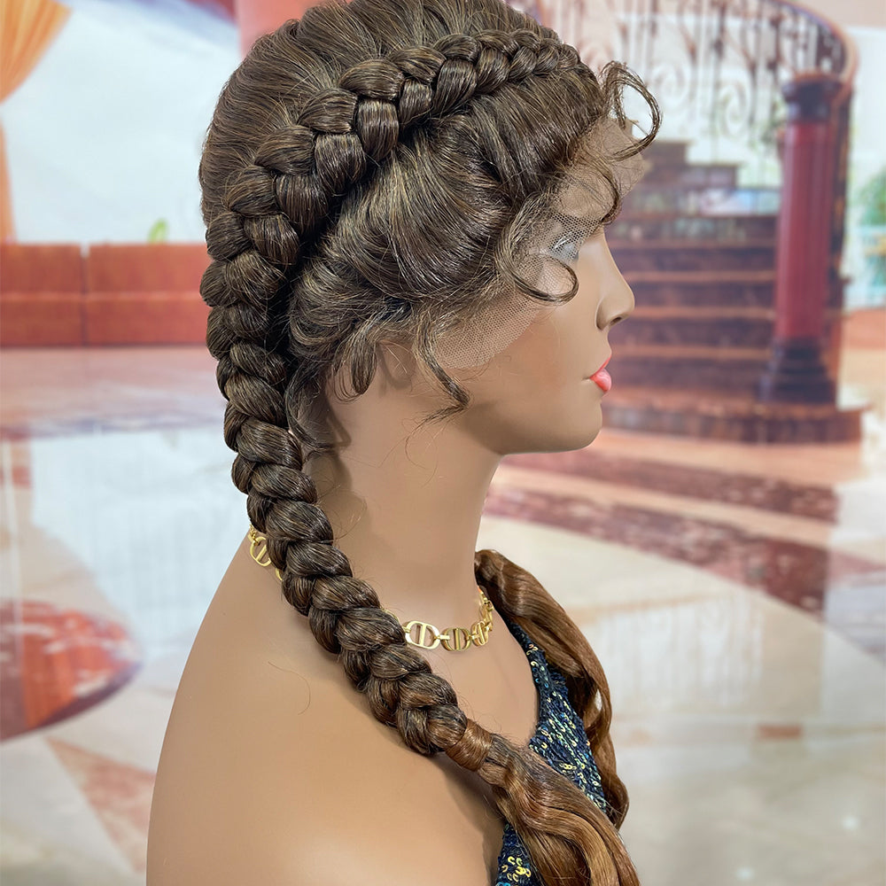 Wholesale Wig Manufacturer 24 Inch 36 Inch Braids Wigs Lace Front Synthetic Braiding Hair Wigs