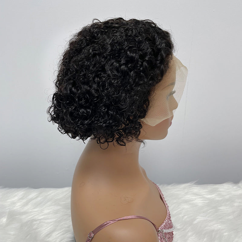 Wholesale Transparent HD 4x4 13X4 8-16 Inches Jerry Curly Bob Human Hair Lace Frontal Wigs