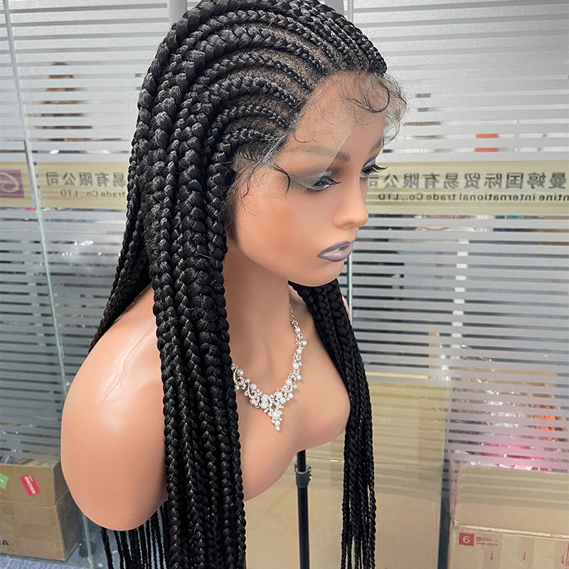 Wholesale Wig Manufacturer 36 Inch Braids Wigs Lace Front Synthetic Braiding Hair Wigs