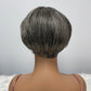 Human Hair Pixie Cut Wigs Short Bob Curly Wig 13*1 T-part Frontal Lace Pixie Cut Grey Wig