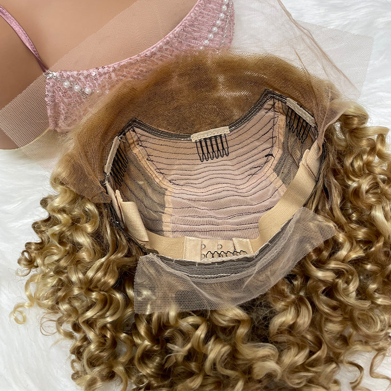 Wholesale Transparent HD 4x4 13X4 8-16 Inches 613 Jerry Curly Bob Human Hair Lace Frontal Wigs